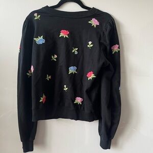 TALL Embroidered Black Floral Sweatshirt